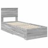 vidaXL Estrutura da Cama com gaveta Cinza Sonoma e Prata 75 x 190 cm