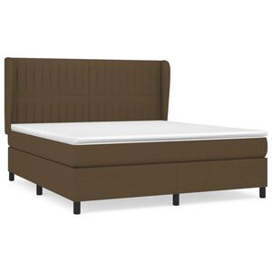 vidaXL Cama com molas/colch&atilde;o 160x200 cm tecido castanho-escuro