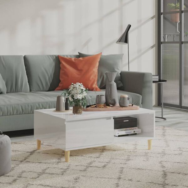 vidaXL Mesa de centro 90x60x35cm derivados de madeira branco brilhante