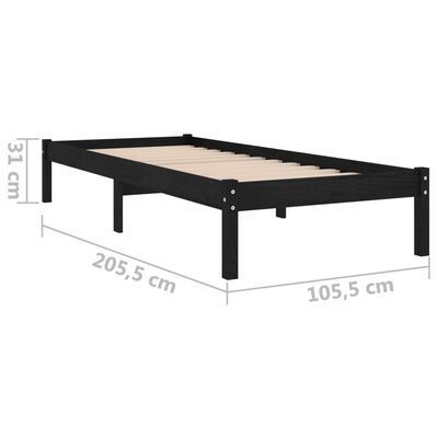 vidaXL Estrutura de cama 100x200 cm madeira pinho maciço preto