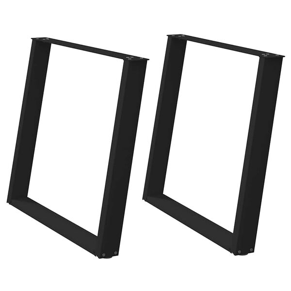 vidaXL Pés para mesa de jantar em formato de U, 2 peças, preto, 100x(72-73) cm, aço