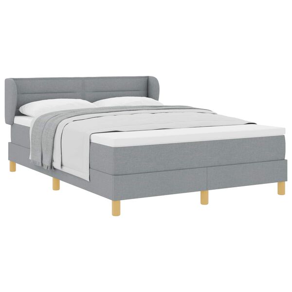 vidaXL Cama Box com colch&atilde;o Cinzento-claro 140 x 190 cm tecido