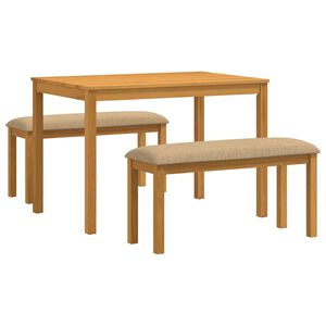 vidaXL Conjunto de sala de jantar 3 unid. Bege