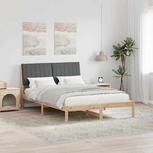 vidaXL Estrutura da Cama com cabeceira Cinza Escuro 140 x 190 cm