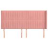 vidaXL Cabeceira cama c/ abas veludo 183x16x118/128 cm rosa