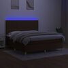 vidaXL Cama box spring c/ colch&atilde;o/LED 160x200cm tecido castanho-escuro