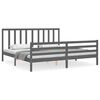 vidaXL Estrutura de cama com cabeceira 200x200 cm madeira maci&ccedil;a cinza