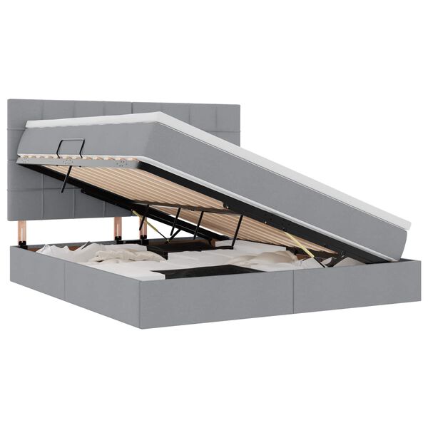 vidaXL Cama com arruma&ccedil;&atilde;o e colch&atilde;o Cinzento-claro 160 x 200 cm