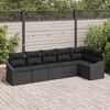 vidaXL Conjunto de Sof&aacute; de Jardim com almofada 6 pcs Preto vime PE
