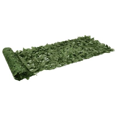 vidaXL Tela de varanda com folhas verde-escuras 400x75 cm
