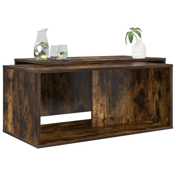 vidaXL Conjunto de Mesas de Caf&eacute; 2 pcs Carvalho Defumado