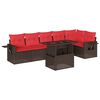 vidaXL Conjunto de sof&aacute; de jardim com 7 pe&ccedil;as e almofadas em rattan sint&eacute;tico marrom