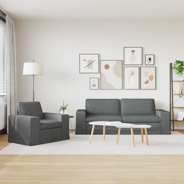 vidaXL Sof&aacute; 180cm 2 pcs Cinza Escuro Metal