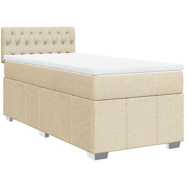 vidaXL Cama com molas/colch&atilde;o 80x200 cm tecido cor cr&egrave;me