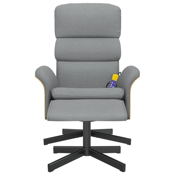 vidaXL Cadeira de massagens reclin&aacute;vel c/ apoio p&eacute;s tecido cinza-claro
