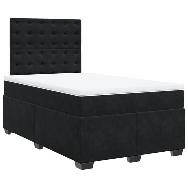 vidaXL Cama boxspring com colch&atilde;o 120x190 cm veludo preto