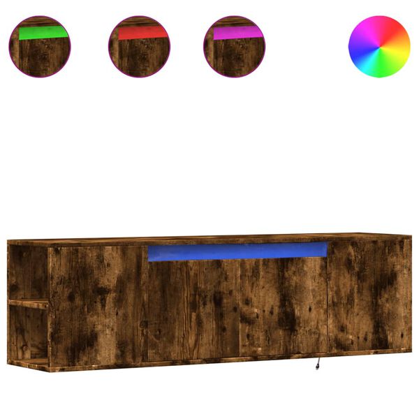 vidaXL M&oacute;vel de parede p/ TV c/luzes LED 135x31x39,5cm carvalho fumado