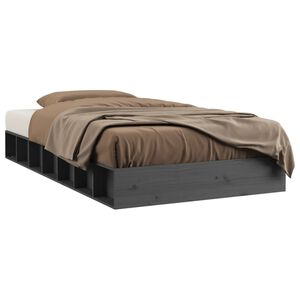 vidaXL Estrutura cama peque solteiro 75x190cm madeira maci&ccedil;a cinzento