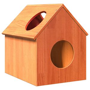 vidaXL Casa do gato 41x50x50 cm madeira de pinho maci&ccedil;a castanho mel