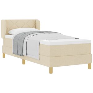 vidaXL Cama Box com colch&atilde;o com cabeceira Creme 80 x 200 cm tecido