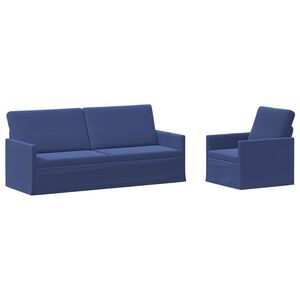 vidaXL Conjunto de Sof&aacute;s 2 pcs Azul Pol&iacute;cia Veludo (V)