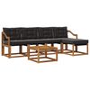 vidaXL Conjunto de Sof&aacute;s para Exterior 6 pcs Natural e Preto