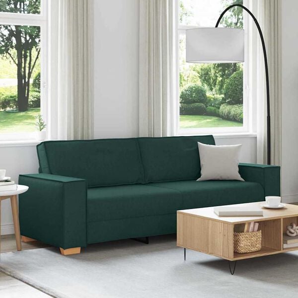 vidaXL Sof&aacute; Verde Escuro 220 x 78 x 84 cm tecido