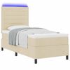 vidaXL Cama Box com colch&atilde;o com led Creme 80 x 200 cm tecido