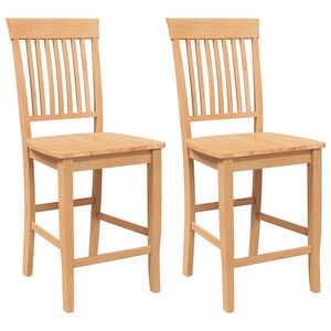 vidaXL Bancos de bar 2pcs natural madeira de seringueira maci&ccedil;a