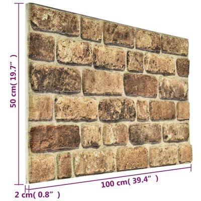 vidaXL Painéis de parede 3D design tijolos cor areia-escuro 10 pcs EPS
