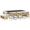 vidaXL 13 pcs conjunto de jantar p/ jardim com almofad&otilde;es vime PE bege