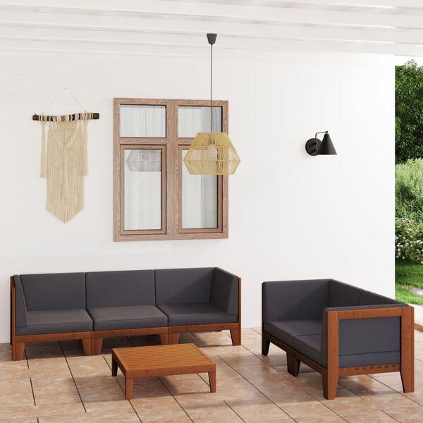 vidaXL 6 pcs conjunto lounge de jardim c/ almofad&otilde;es ac&aacute;cia maci&ccedil;a