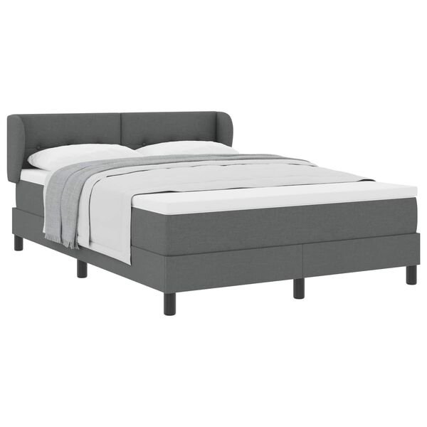vidaXL Cama Box com colch&atilde;o Cinzento escuro 140 x 200 cm tecido