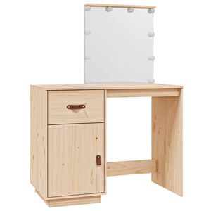 vidaXL Toucador com luzes LED 95x50x133,5 cm madeira de pinho maci&ccedil;a
