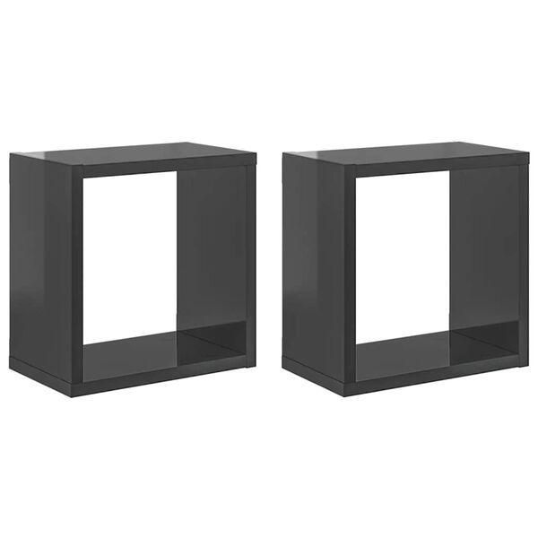 vidaXL Prateleiras parede forma de cubo 2 pcs 26x15x26 cm cinza brilh.