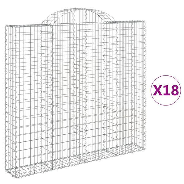 vidaXL Cestos gabi&atilde;o arqueados 18 pcs 200x30x180/200 ferro galvanizado
