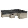 vidaXL 10 pcs conj. sof&aacute;s jardim com almofad&otilde;es vime PE cinzento-claro
