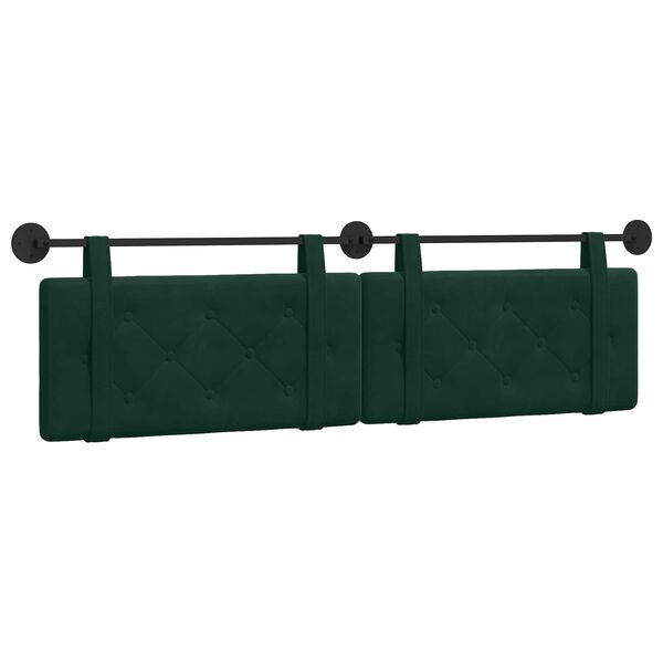 vidaXL Cabeceira Suspensa Verde Escuro 190 x 55 x 5 cm Veludo