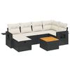 vidaXL 7 pcs conjunto de sof&aacute;s p/ jardim c/ almofad&otilde;es vime PE preto