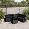 vidaXL 7 pcs conjunto de sof&aacute;s p/ jardim c/ almofad&otilde;es vime PE preto