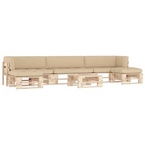 vidaXL 6 pcs conj. lounge paletes c/ almofad&otilde;es pinho impregnado