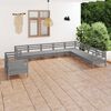 vidaXL 10 pcs conjunto lounge de jardim pinho maci&ccedil;o cinzento