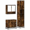 vidaXL 3 pcs conjunto de m&oacute;veis WC madeira processada carvalho fumado