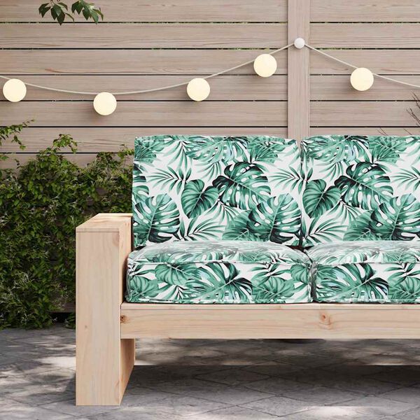 vidaXL Conjunto de Almofadas para Palete Floral 2 pcs Padr&atilde;o de folhas