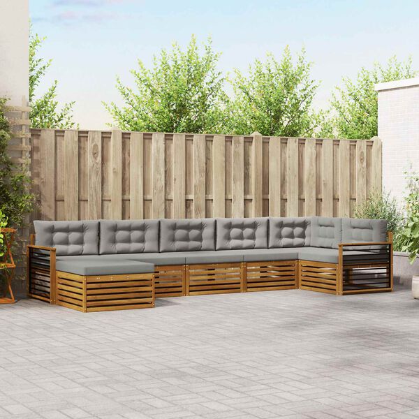 vidaXL Conjuntos de sof&aacute;s com almofada 7 pcs Cinza Natural e Claro