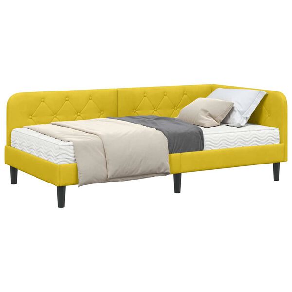 vidaXL Estrutura de Cama de Canto Amarelo 100 x 200 cm Veludo