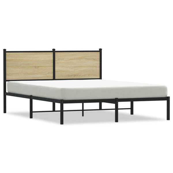 vidaXL Estrutura de cama sem colch&atilde;o 140x200 cm metal carvalho sonoma