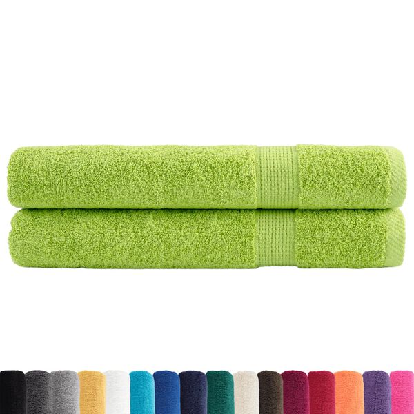 vidaXL Toalhas premium SOLUND 2 pcs 100x200 cm 600 gsm verde ma&ccedil;a