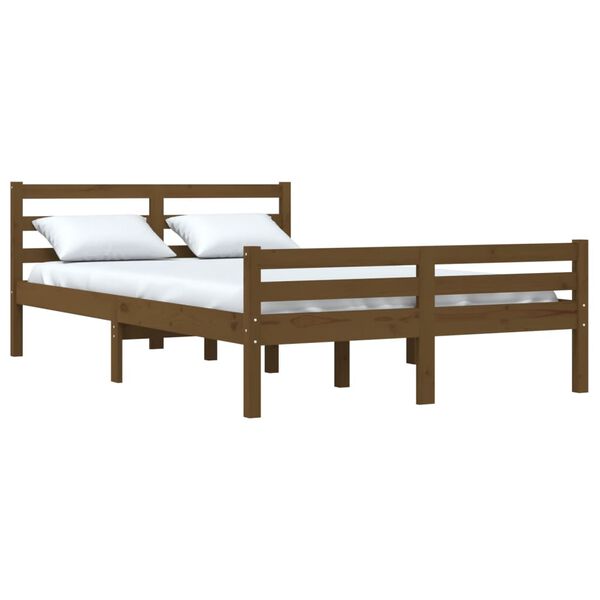 vidaXL Estrutura cama pequena de casal 120x190 cm madeira castanho-mel