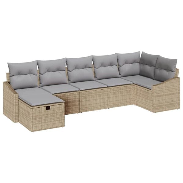 vidaXL Conjunto de Sof&aacute; de Jardim 7 pcs Bege 55 x 62 x 69 cm